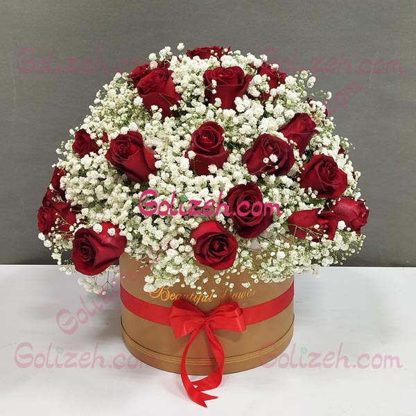 خرید باکس گل رز و ژیپسی