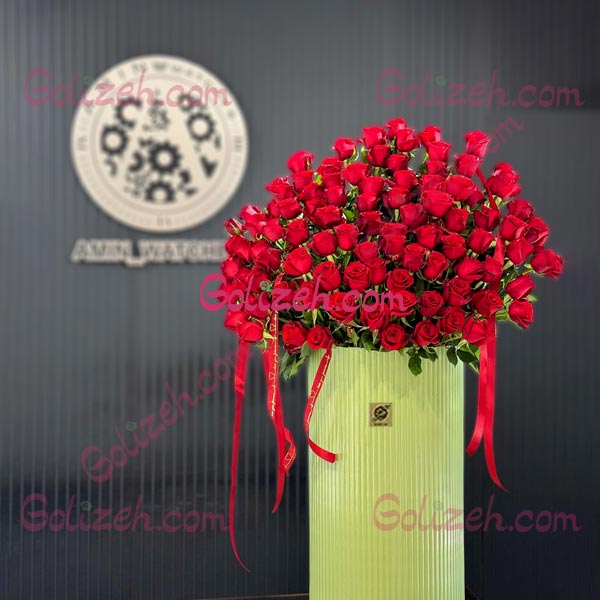 خرید باکس گل بلند رز قرمز