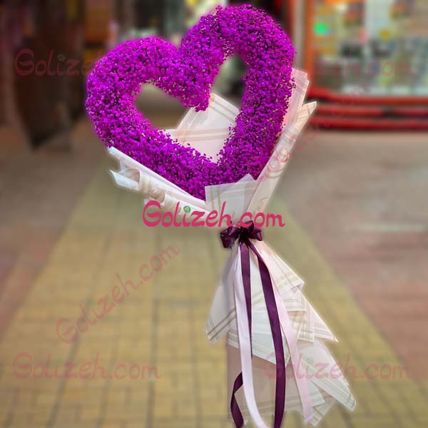 قیمت دسته گل قلبی بنفش